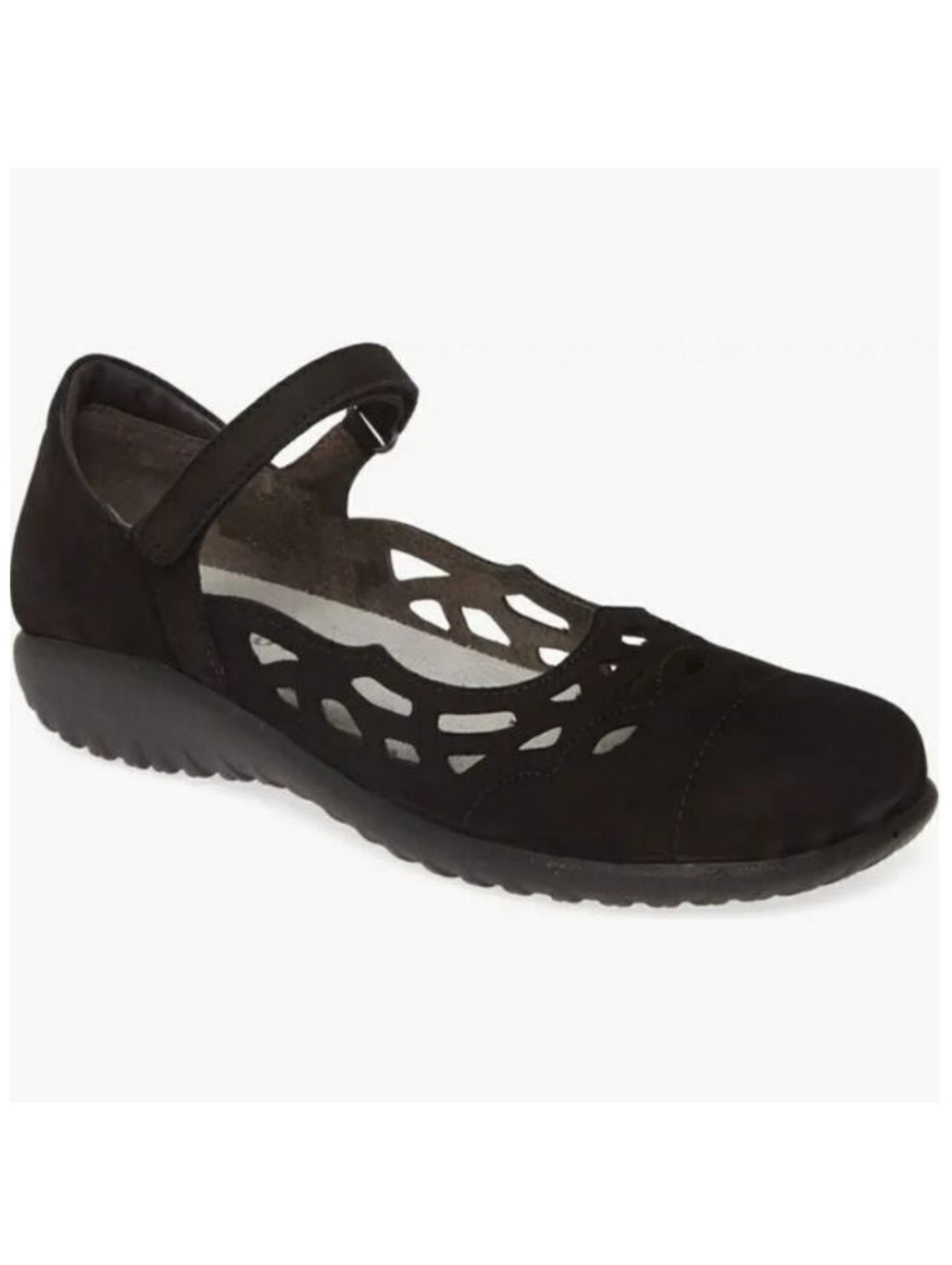 Naot Agathis Black Velvet‎ Nubuck Suede Leather Mary Jane Comfort Flats 41